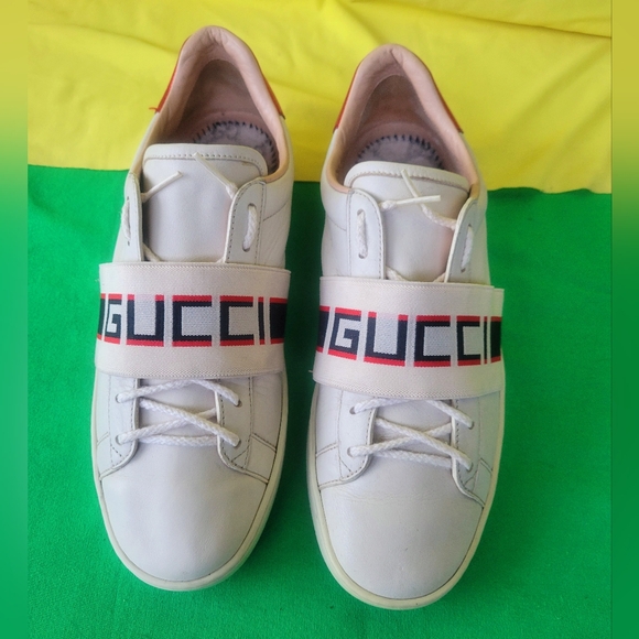 GUCCI ACE LEATHER LOGO STRIPES SNEAKER MEN'S - Picture 13 of 15